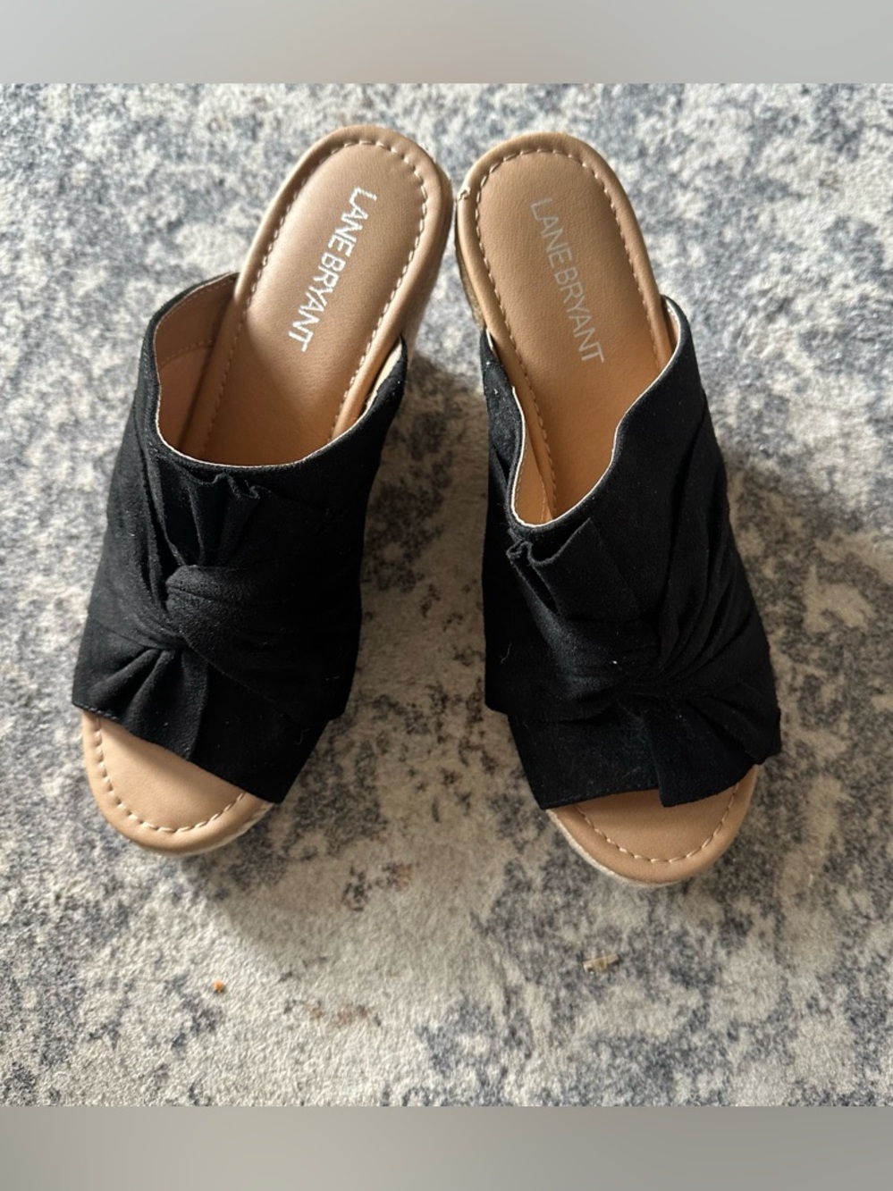 NWOT Lane Bryant sz 8 wide black Jute wedge heels sandals